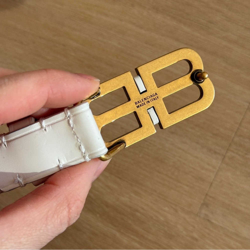 Balenciaga White Belt with Gold Logo Buckle - Picture 4 of 7